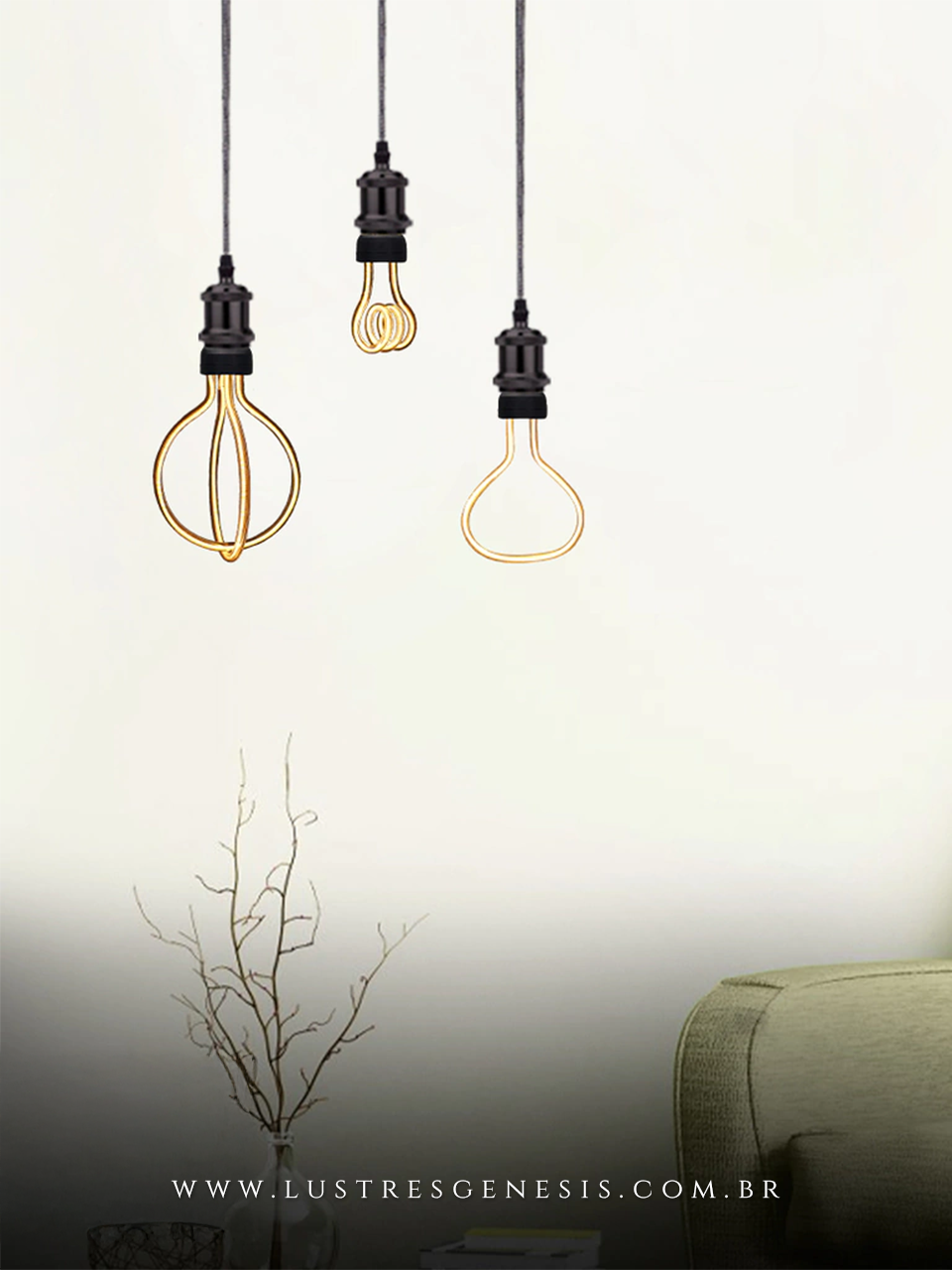 Lâmpada Arco Espiral Led GMH com design de filamento em espiral. Lustres Gênesis loja online de Lustres e Iluminação Decorativa